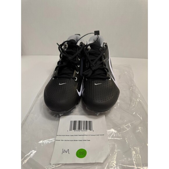 .9083 Nike Alpha Menace 4 Shark Molded Football Cleats Black/White-US 10 Mens - Picture 2 of 5